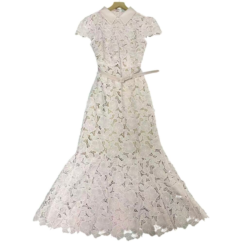 Self Portrait Pink Guipure Lace Midi Dress - Picture 6 of 9